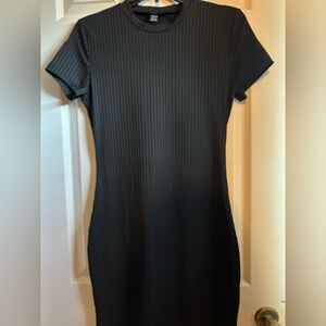 SHEIN Black Ribbed Mini Dress